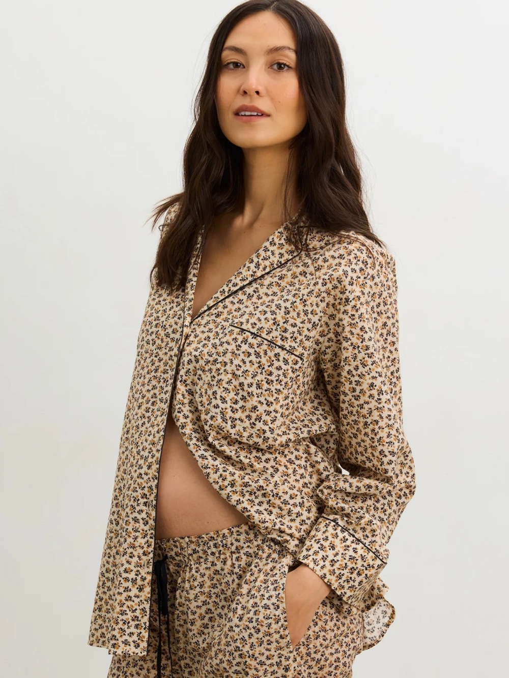 Hatch Floral Tan & Black Pajama Top Only